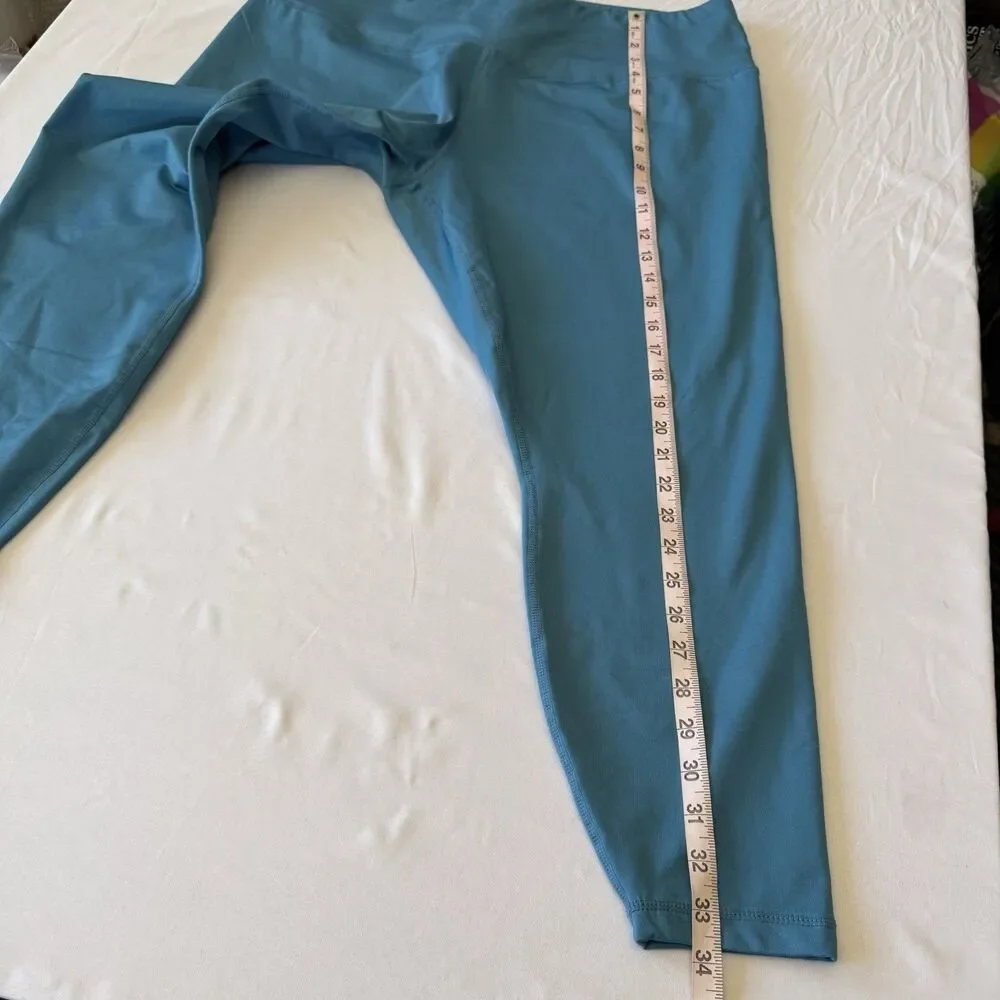 Plus Size Zelos Lined Leggings Womens 2X Blue High Rise Workout Activewear Gym